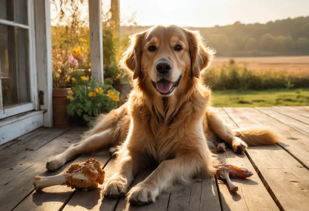 Dog Eats Chicken Bones