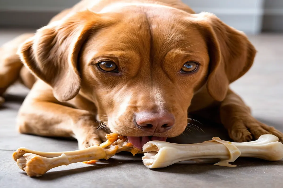 Dog Eats Chicken Bones